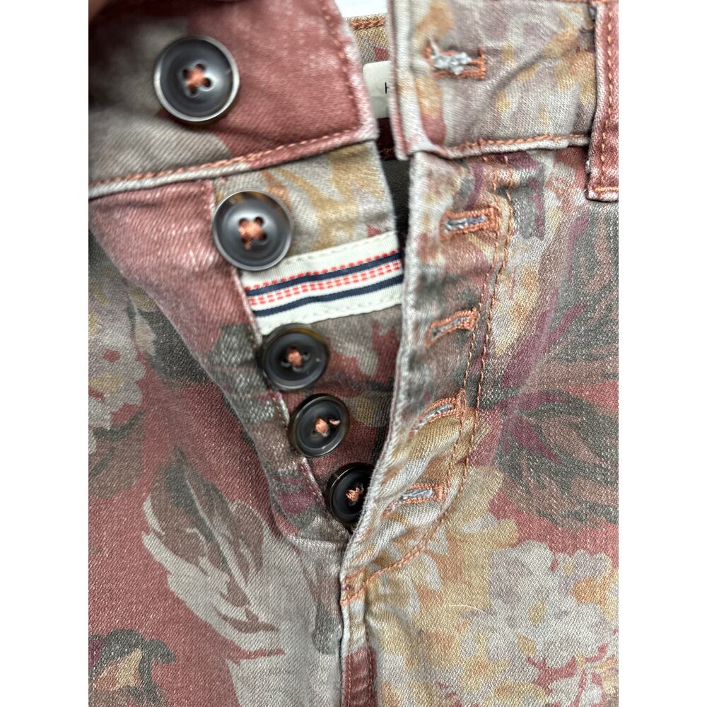 Anthropologie Pilcro Floral Buttonfly 26 Straight Leg High Rise Chino Pants - Picture 3 of 6